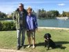 Steve, Sara and Cracker taking a break in a nice park with a lake, just south of Madrid, on their way from Scunthorpe in N.Lincs, UK to nr Albox in Almería, Spain. 